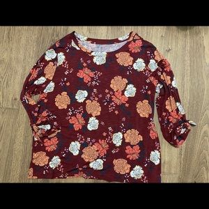 Loft Outlet floral top with tie at sleeve XL